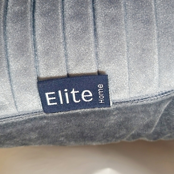 Elite Home Gray Ribbed Velvet Accent Lumbar Pillow 23x12" - Picture 2 of 7